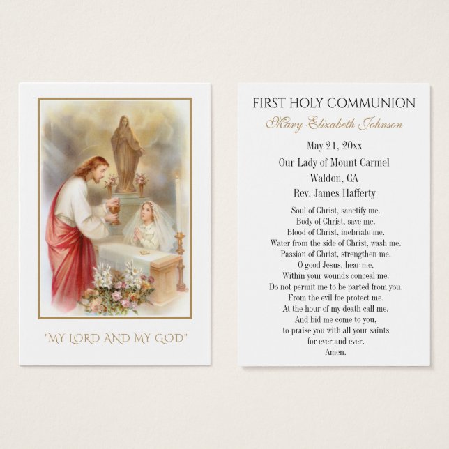 Carte Sainte Communion Catholique de Remembrance p (Devant & derrière)