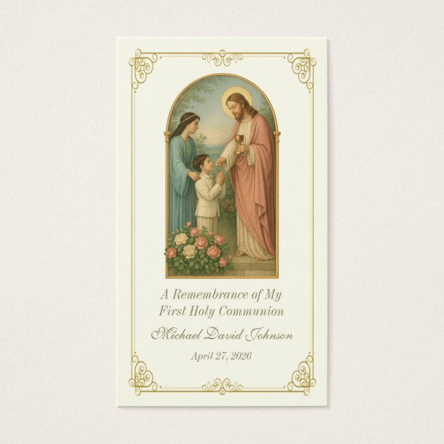 Carte Sainte Communion Catholique Vintage (Devant)