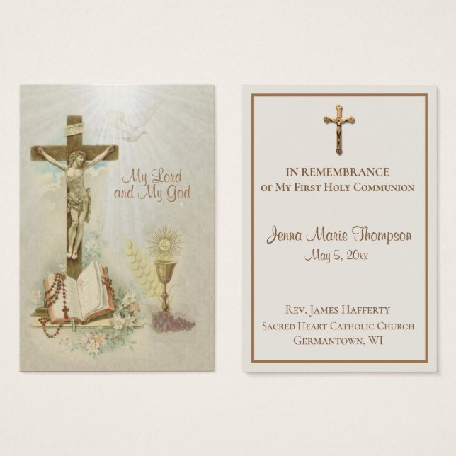 Carte Sainte Communion Solennelle Calice Tradition (Devant & derrière)