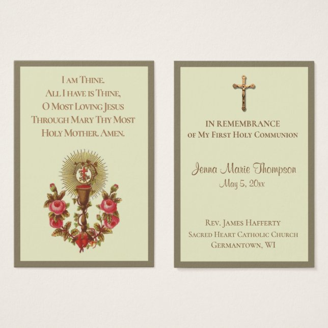 Carte Sainte Communion Solennelle Chalice Souvenir (Devant & derrière)