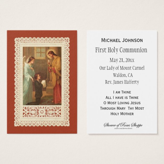 Carte Sainte Communion Solennelle Jésus Communion (Devant & derrière)