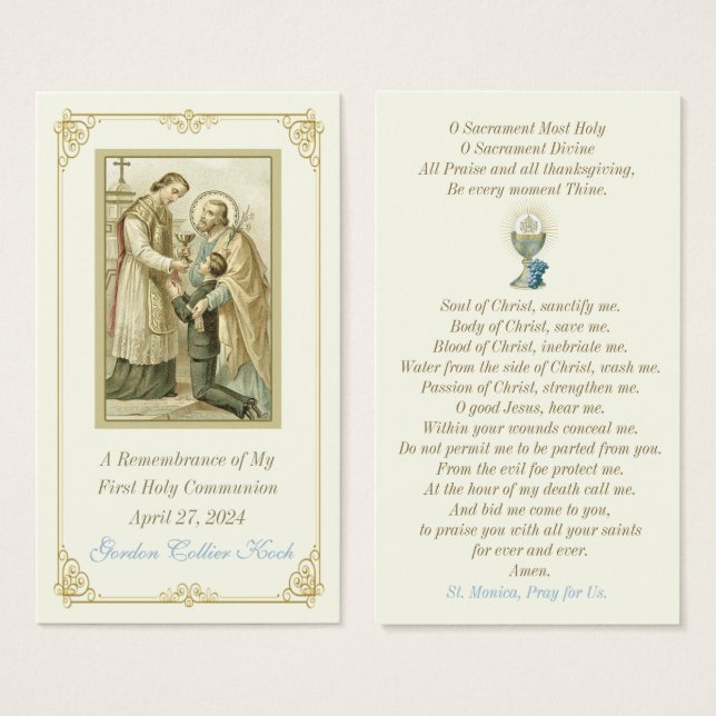 Carte Sainte Communion Vintage Catholique de Remem (Devant & derrière)