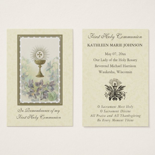 Carte Sainte de Communion Solennelle (Devant & derrière)