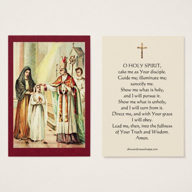 Carte Sainte de Confirmation Vintage Fille (Devant & derrière)