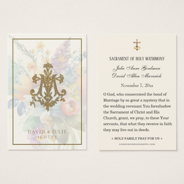Carte Sainte de Croix marie du Mariage floral (Devant & derrière)