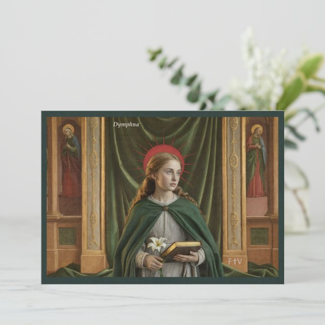 Carte Sainte de l'Art Catholique | Sainte Dymphna (Debout devant)