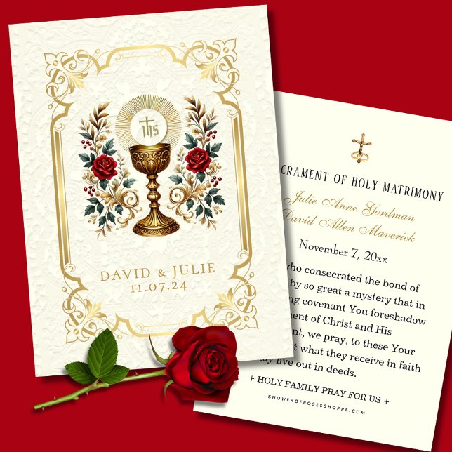 Carte Sainte de Mariage Catholique Florale Euchari (Créateur téléchargé)