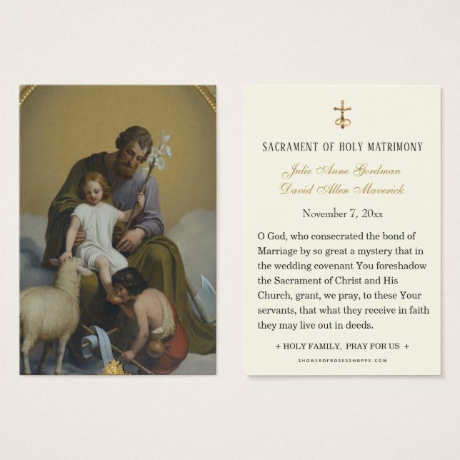 Carte Sainte de Mariage Catholique Jean-Baptiste (Devant & derrière)