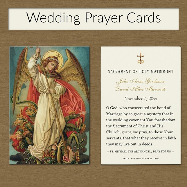 Carte Sainte de Mariage Catholique St. Michael Arc (St. Michael the Archangel Catholic Wedding Prayer Cards )