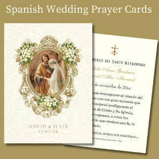 Carte Sainte de Mariage Fleurie Or Espagnol