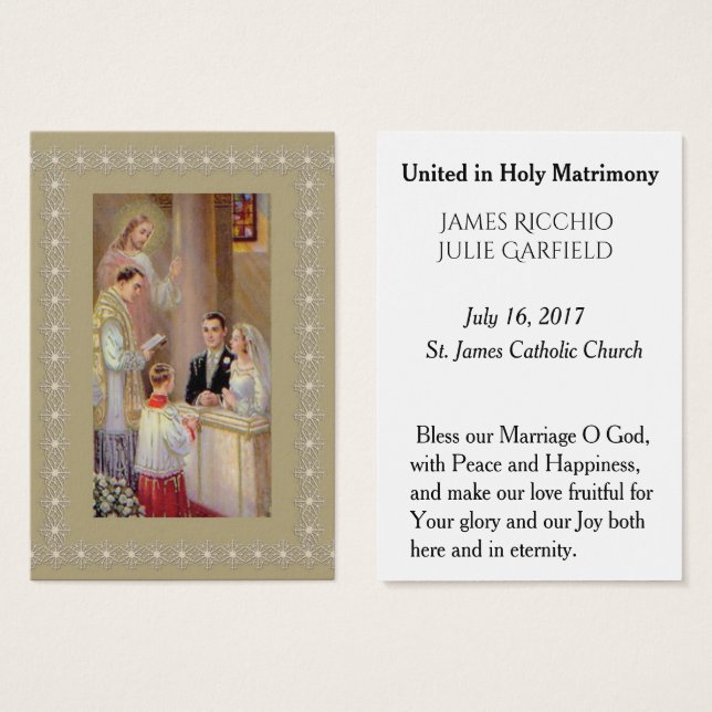 Carte Sainte de Mariage Mariée Marié (Devant & derrière)