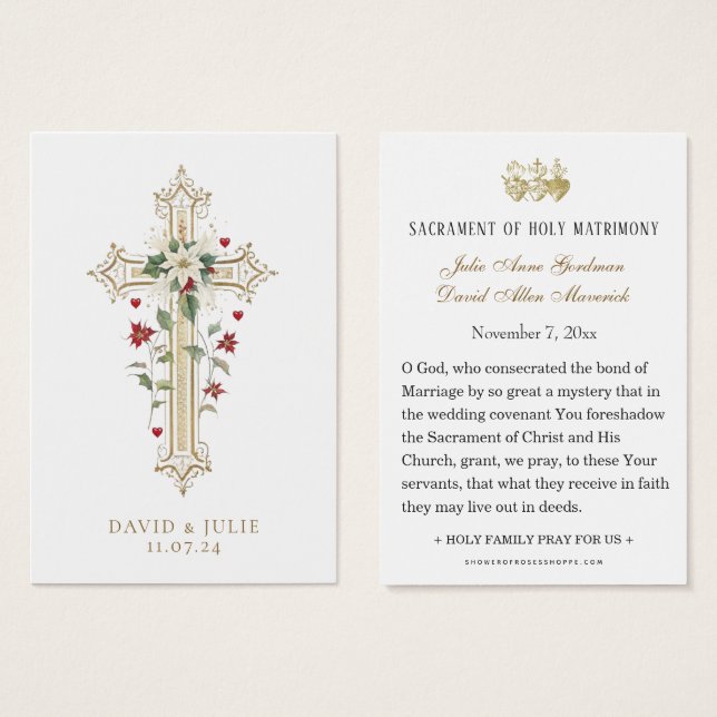 Carte Sainte de prière catholique de Noël de maria (Devant & derrière)