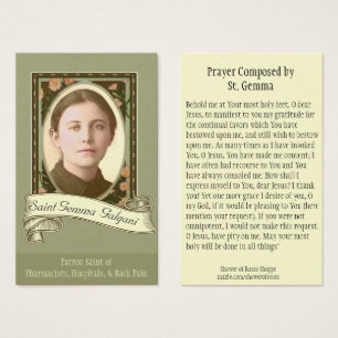 Carte sainte de saint patron de St Gemma Galgani