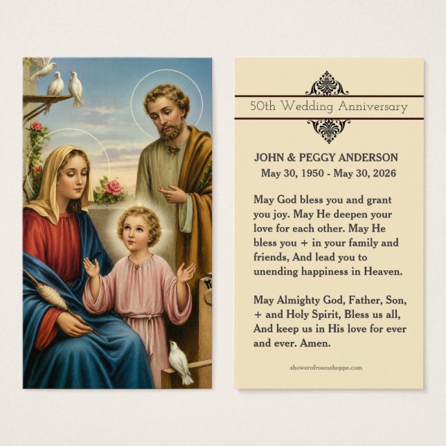 Carte Sainte de Souvenir d'Anniversaire de Mariage (Devant & derrière)