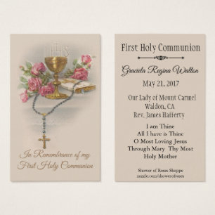 Carte sainte de souvenir pour la première sainte
