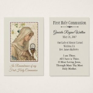 Carte Sainte de Souvenir pour la Première Sainte C