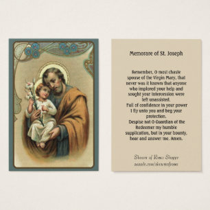 Carte sainte de St Joseph Memorare