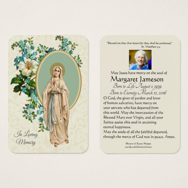 Carte Sainte du Mémorial funéraire catholique Vier (Devant & derrière)