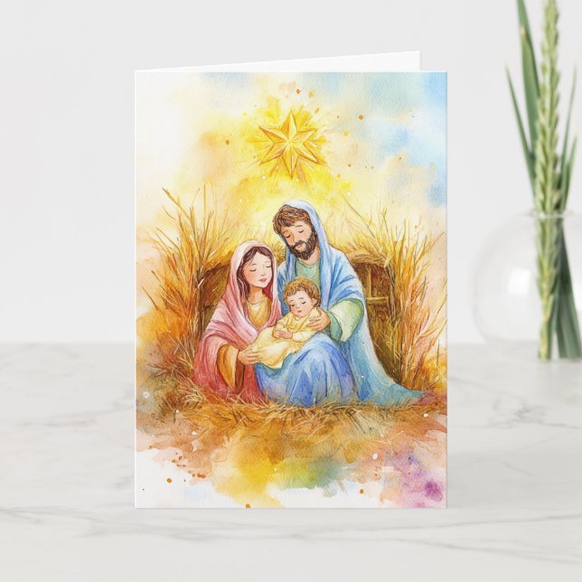 Carte Sainte Famille sous l'étoile de Noël (Devant)