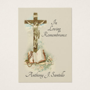 Carte sainte funèbre catholique crucifiée de Jé