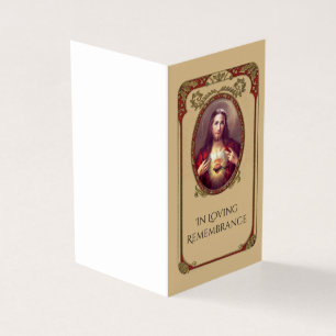 Carte sainte funèbre catholique de Jésus de coeur