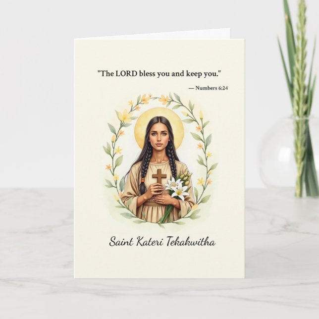 Carte Sainte Kateri Tekakwitha Paix et Bénédictions de D (Devant)