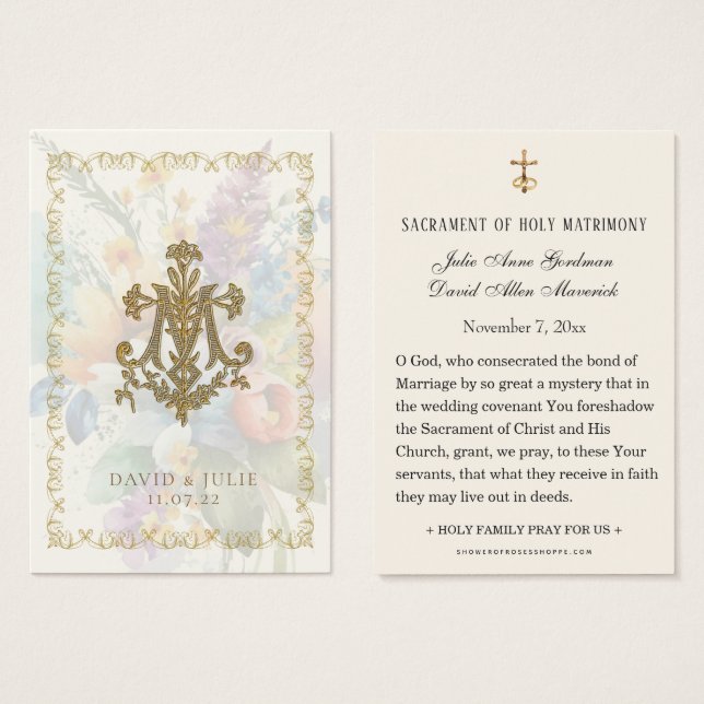 Carte Sainte Marie Fleurie pour Mariage (Devant & derrière)