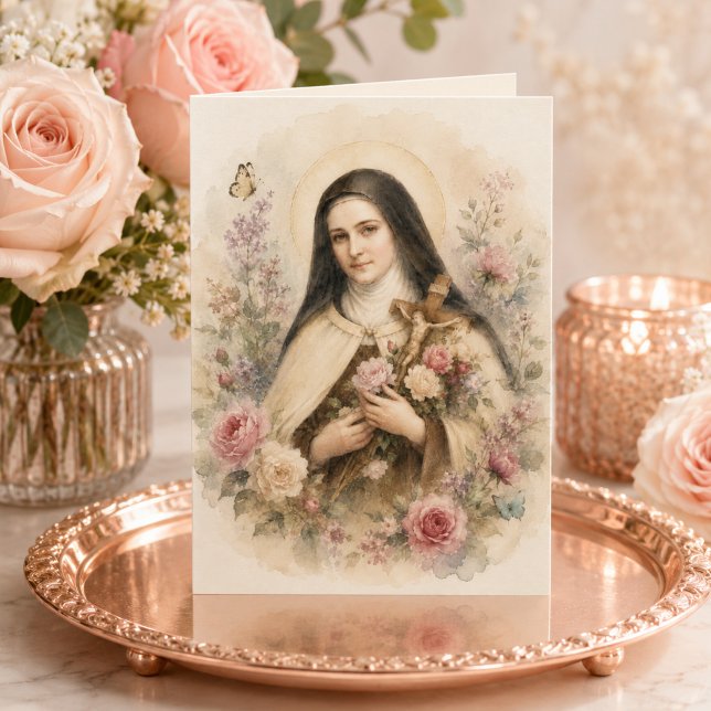Carte Sainte Thérèse florale avec verset des Écritures (Créateur téléchargé)