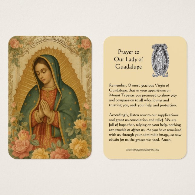 Carte Sainte Vierge de Guadalupe Prière (Devant & derrière)