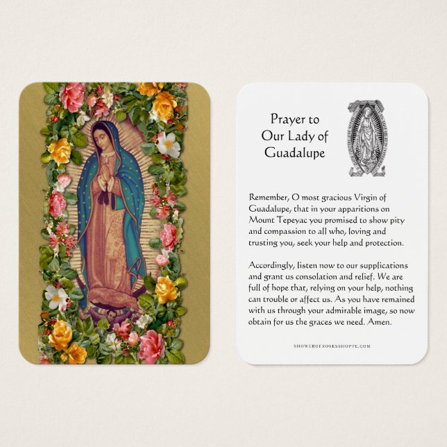 Carte Sainte Vierge de Guadalupe Prière (Devant & derrière)