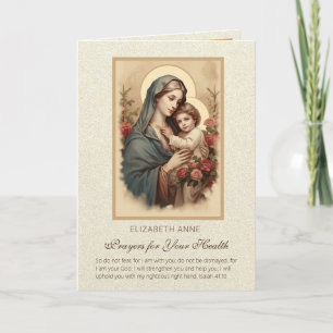 Carte Sainte Vierge Marie Jésus Fleurs Prières de santé