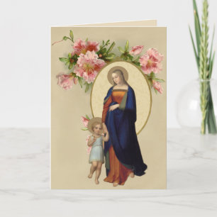 Carte Sainte Vierge Marie Jésus Floral