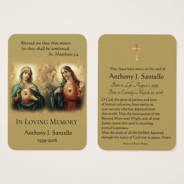 Carte Sainte Vierge Marie & Jésus Funéraire (Devant & derrière)