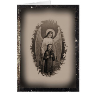 Carte sainte vierge vintage de l'ange gardien