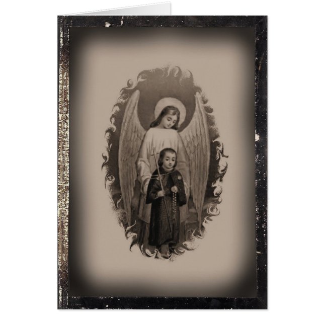 Carte sainte vierge vintage de l'ange gardien (Devant)
