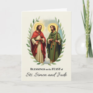 Carte Saints Simon et Jude Fête Bénédiction Jour Wreath