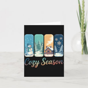 Carte Saison Cosy Cabane de Noël Hiver Bonhomme de Neige