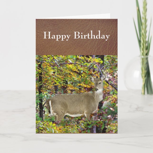 Carte Saison d'automne Deer heureux anniversaire salutat (Devant)