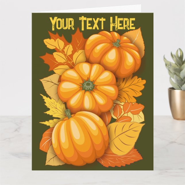 Carte Saison d'automne Halloween Citrouille Motif (Petite plante)