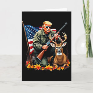 Carte Saison de chasse au cerf Drapeau Usa Vintage Trump