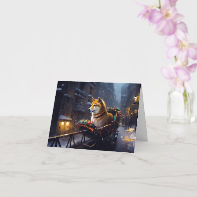 Carte Saison de Noël de Shiba Inu (Orchidée)