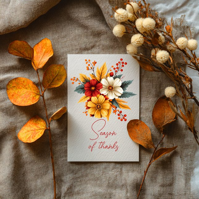 Carte Saison de Remerciement Fleurs d'Automne (Créateur téléchargé)