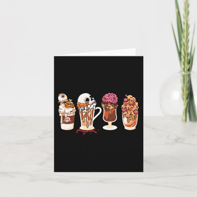 Carte Saison effrayante Café d'automne Film d'horreur et (Devant)