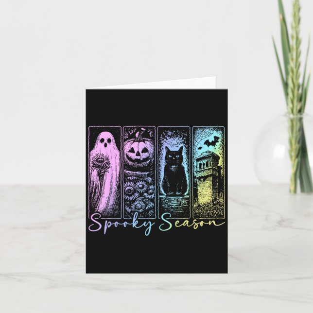 Carte Saison effrayante Chat noir Citrouille Halloween A (Devant)