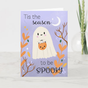 Carte Saison Éffrayante du fantôme d'Halloween Kawaii