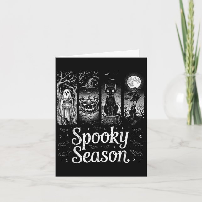 Carte Saison éffrayante Funny Halloween Boo Witch Chat P (Devant)