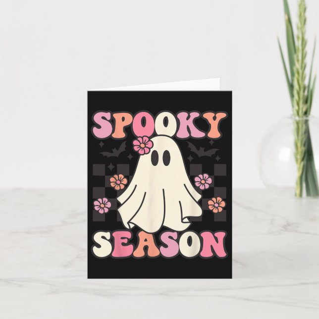 Carte Saison éffrayante Halloween Ghost Costume Rétro Su (Devant)