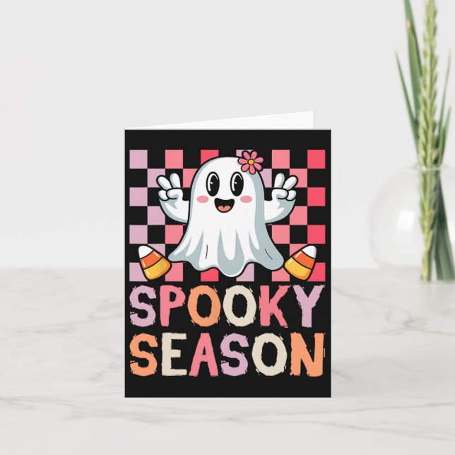Carte Saison éffrayante Retro Happy Halloween Fantômes F (Devant)