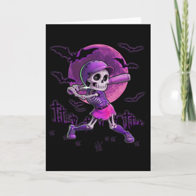 Carte Saison effrayante Softll Halloween Fille squelette (Devant)