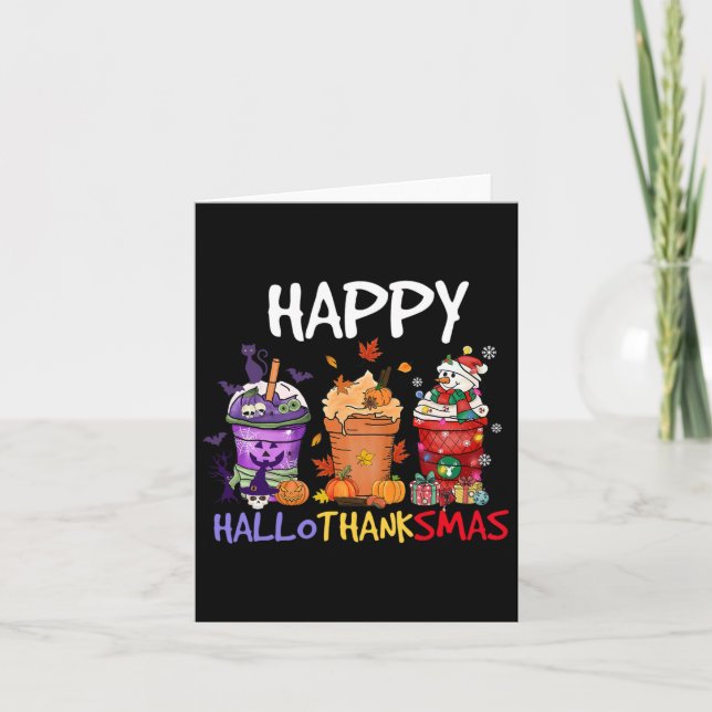 Carte Saison Halloween Thanksgiving Happy Hallothanksmas (Devant)